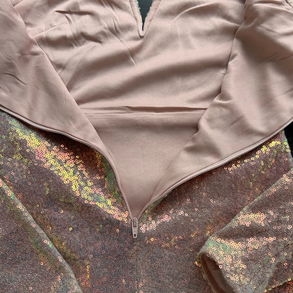 Glamorous Off-Shoulder Sequins Mini Pink Dress - Picture 11 of 15